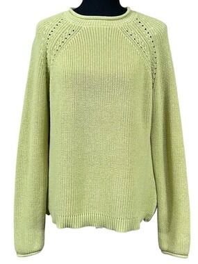Jones & Co. Spring Green Ribbed Knit Long Sleeve Pullover Sweater Size L
